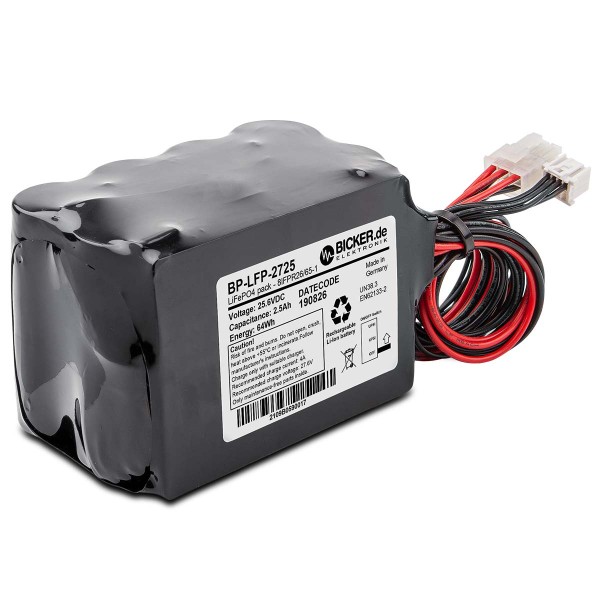 LiFePo4 battery pack / 25,6V / 2,5 Ah / 64Wh / 10 years UPS accu / UN38.3 