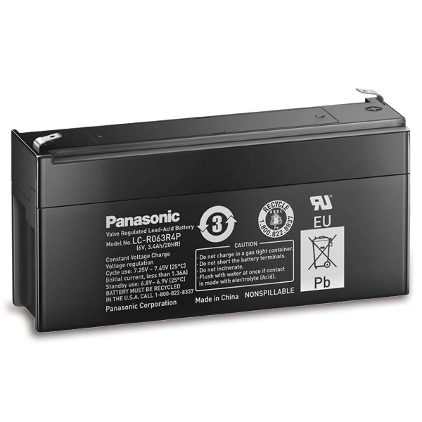 Panasonic lead acid battery / 6V / 3,4Ah / accu